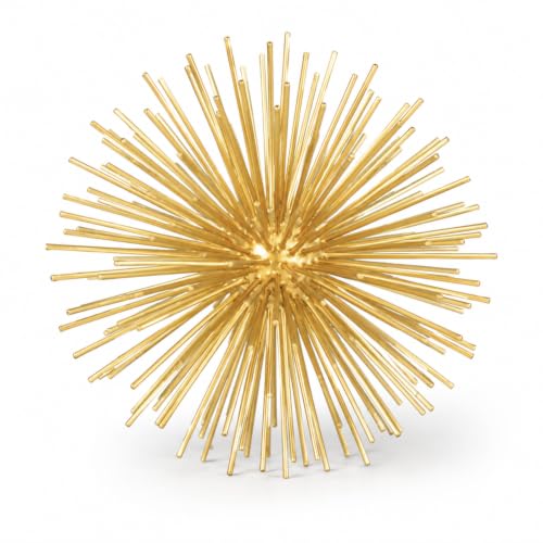 Torre & Tagus Gold Starburst Sphere Decor & Metal Spike Ball, 4 Inch | Adds sculptural gold texture to shelves, coffee tables, mantels, bowls, and consoles - color: Gold, size: Small