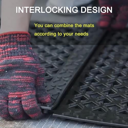 Interlocking Rubber Floor Mats 21”x21” 8 Pack - Open Grid Drainage Tiles, Non-Slip for Deck, Patio, Pool, Garage & Wet Areas - size: 21"x21" Interlocking Mats 8Pcs