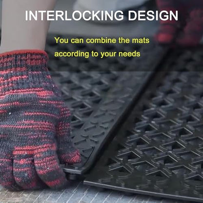 Interlocking Rubber Floor Mats 21”x21” 8 Pack - Open Grid Drainage Tiles, Non-Slip for Deck, Patio, Pool, Garage & Wet Areas - size: 21"x21" Interlocking Mats 8Pcs
