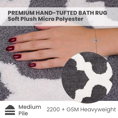 C23 Bathroom Rug Set of 2 (20"x32" & 16"x24") - 2200 GSM Ultra-Absorbent Plush Bath Mats Grey & White - color: Charcoal /White