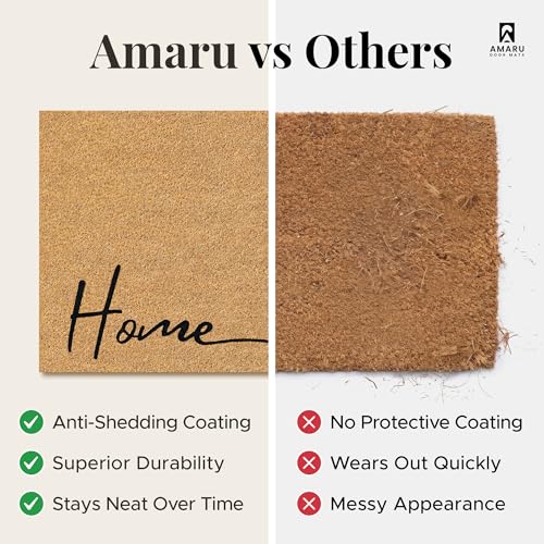 Coir Welcome Mat, Non-Slip, Home Heart Classic, 17x29 in | 100% Natural Coir, Anti-Shedding, Durable PVC Backing, Traps Dirt and Mud, Indoor and Outdoor Entryway, Easy to Clean - color: Home Heart Classic