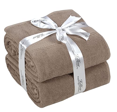 HILLFAIR 600 GSM- 40 x 80 Inches- 100% Cotton 2 Pc XXL Oversized Bath Towel Set- Soft Highly Absorbent Jumbo Bath Sheets Towels Sets- Quick Dry Oversized Bath Towel Sets for Hotel Spa Pool- Stone - color: Stone, size: 2 Pc XXl Oversized Towel Set