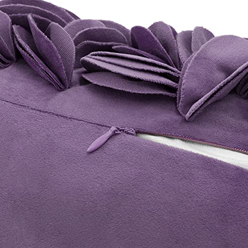 KINGROSE Hand Crafted Stereo Flower Throw Pillow Cover Rectangular Cushion Cover Soft Pillow Case for Sofa Couch Chair Bed Living Room Office 12 x 20 Inches Velvet Purple - color: Purple - Velvet