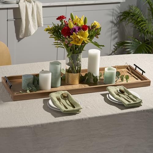 Twine Modern Manor Longboard Cheese Platter with Handles, Rectangular Cheese Board and Home Decor Tray, Dining Table Accessories Acacia Wood Set of 1 - style: Modern Manor Longboard