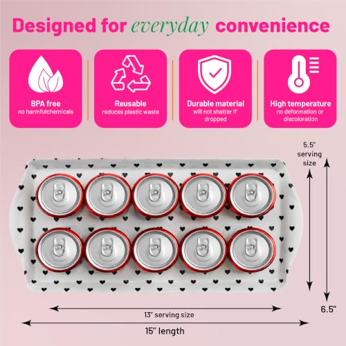 Black Heart Melamine Serving Tray with Handles Lightweight Party Platter | By Sprinkles & Confetti Shatter-Resistant BPA-Free Dishwasher Safe Charcuterie Desserts Appetizers Entertaining Holiday - color: Black Heart