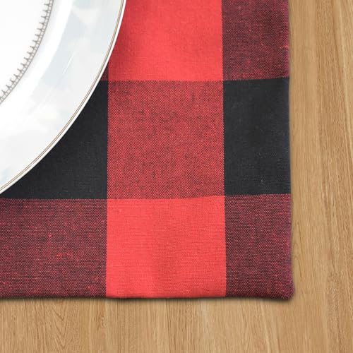 Red & Black 2 Side Cotton Buffalo Check Placemats Set of 4 Heat Resistant Dining Table Place Mats for Kitchen Table, 12 x 18 inches - color: Plaids Red & Black, size: Rectangular Placemats 12" x 18"