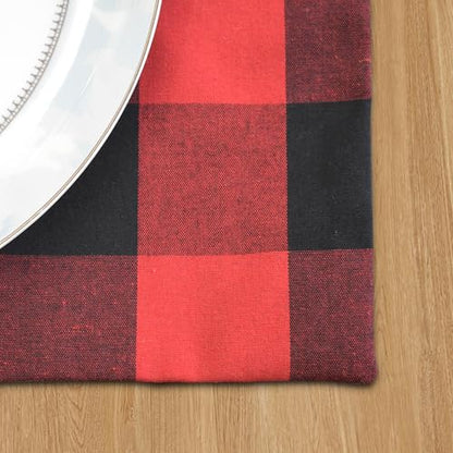 Red & Black 2 Side Cotton Buffalo Check Placemats Set of 4 Heat Resistant Dining Table Place Mats for Kitchen Table, 12 x 18 inches - color: Plaids Red & Black, size: Rectangular Placemats 12" x 18"