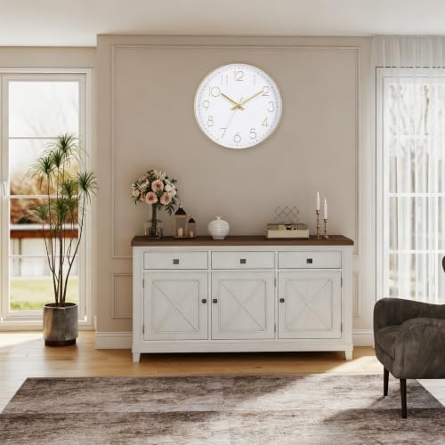 Wall Clock 12 Inch Silent Non-Ticking Wall Clocks Battery Operated Modern Style Gold Clock for Home Kitchen Bedroom Bathroom - color: Gold, size: 12 Inch