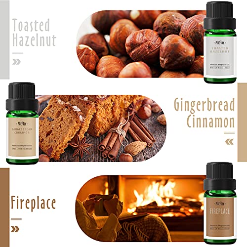 Fragrance Oils, MitFlor Winter Essential Oils for Diffusers for Home, 6 x10ml, Soap & Candle Making Scents, Premium Holiday Aromatherapy Gift Set -Frosty Fir, Hot Spring, Fireplace & More