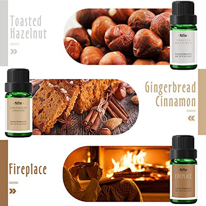 Fragrance Oils, MitFlor Winter Essential Oils for Diffusers for Home, 6 x10ml, Soap & Candle Making Scents, Premium Holiday Aromatherapy Gift Set -Frosty Fir, Hot Spring, Fireplace & More