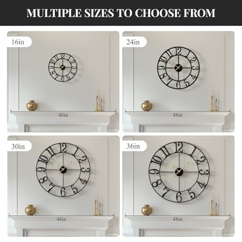 20 Inch Black Wall Clock, Battery Operated Round Clock, Arabic Numerals - color: Black Arabic Number, size: 20 Inch