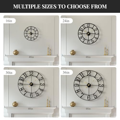 20 Inch Black Wall Clock, Battery Operated Round Clock, Arabic Numerals - color: Black Arabic Number, size: 20 Inch
