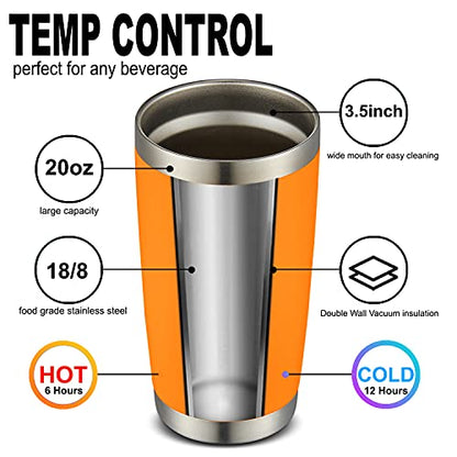 COMOOO 20oz Tumbler Bulk Double Wall Vacuum Insulated Travel Mug, Stainless Steel Tumbler with Lid and Straw Durable Powder Coated Insulated Coffee Cup for Cold & Hot Drinks (Orange, 4 pack - color: Orange