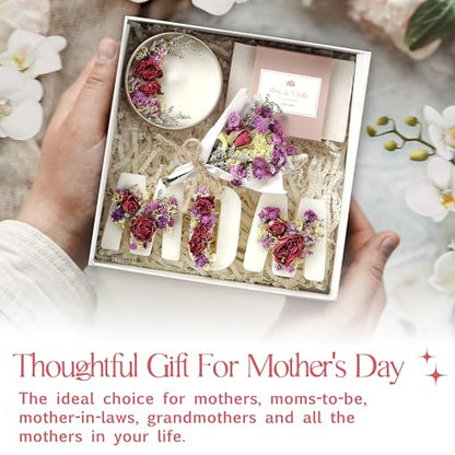 Mother's Day & Birthday Basket for Mom – Luxury Gift Box | With Candle, Ready to Gift, Floral Keepsake, From Daughter or Son