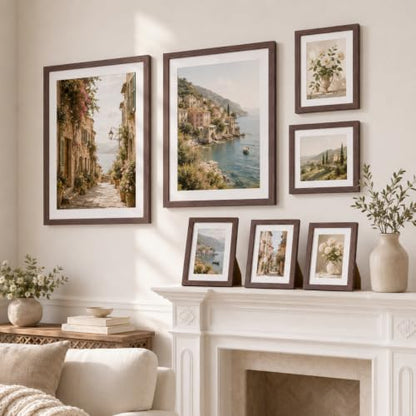 8x10 Picture Frames Set of 3 Mahogany Photo Frame Wall Table Display | Sturdy MDF 8x10 frames with mat clear plexiglass Hangs on wall stands on table family pics weddings diplomas home or office - color: Mahogany, size: 8x10