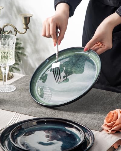 Ceramic tableware set, suitable for 4-piece and 12 piece hand-painted glazed dish and bowl sets, scratch resistant tableware sets, ovens, microwaves, and dishwashers, safe and green - color: style - 7