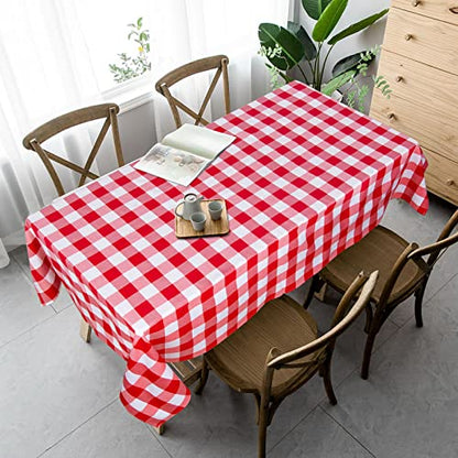 ShinyBeauty Checked Tablecloth Rectangle 54x80-Inch Red and White Buffalo Plaid Tablecloths Cotton Table Cover Gingham Table Cloths for Dining Rustic Lattice Tablecloth Buffalo Check Table Cloth - color: Red & White, size: 80" x 54" (Rectangular)