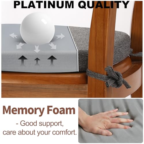 SINOSSO 1 Pack Memory Foam Chair Cushions for Dining Chair, Friendly Woven Fabric 16" U-Shape Comfortable Kitchen Chair Pad, Removable Slip Resistant Seat Cushion (1 Piece, Dark Grey) - color: Dark Grey
