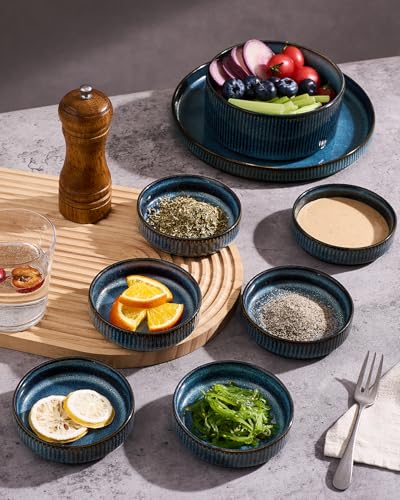 famiware Ceramic Soy Sauce Dish, 4oz Dipping Bowls Set of 12, Nebulas Blue | Individual Dip Sauce Cups/Dishes/Plates, Small Serving Bowls for Side Dishes, Condiments, Sushi, Appetizers, Reactive Glaze - color: Nebulas Blue, size: 12pcs