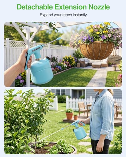 TaskStar Electric Spray Bottle 2L/0.5 Gallon, Battery Powered Garden Sprayer Up to 7.5 Hours Long Battery Life with Fast Charging, Automatic Mister Spray Bottle for Plant with Independent Water Inlet