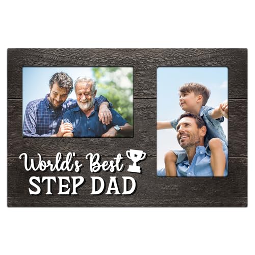 Gifts for Step Dad Fathers Day, Stepdad Gifts from Step Son 3D Photo Frame Hold 4x6 Inches Two Photos, Best Step Dad Ever Gift Gag Birthday Gift for Him from Step Daughter on Father's Day - color: Step Dad