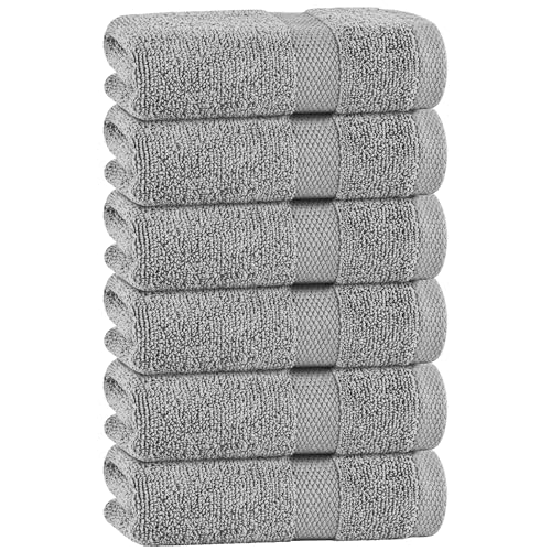 White Classic Light Gray Hand Towels for Bathroom [6 Pack] Cotton Hand Towel Bulk for Gym, Kitchen and Spa, 16x27 Inches Soft Highly Absorbent Quick Dry Terry Salon Towels - color: Light Gray, size: Hand Towels 6-Pack