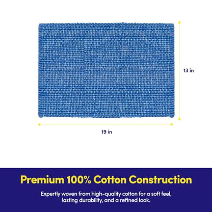 Sweet Home Collection 100% Cotton Placemats for Dining Room Rectangle Two Tone Woven Fabric 13" x 19" Soft Durable Table Mat Set, Set of 6, Dark Blue - color: Dark Blue, size: Rectangle 13" x 19"