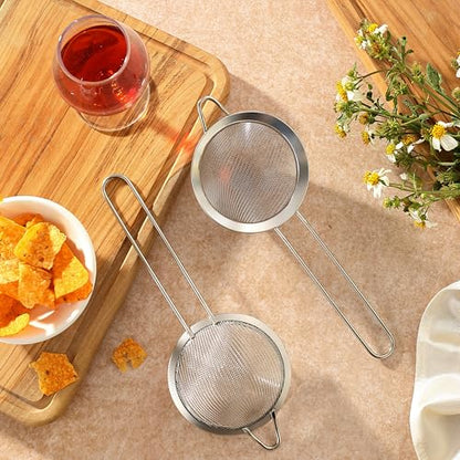4PCS Fine Mesh Strainer, Mituer Stainless Steel Small Tea Cocktail Drink Strainers for Kitchen and Bar