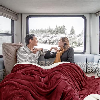 Utopia Bedding Reversible Plush Sherpa Blanket King Size Red, 90x102 Inch | Soft, Warm, Fleece, Bed, Sofa, Couch, Camping, Travel, Cozy, All Season - color: Red, size: King (90x102 Inch)