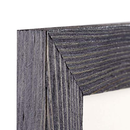 Rustic Solid Wood Square Collage Photo Frame 12x12 inch – Display Four (4) 4x6 inch Pictures with Mat Wall Tabletop - Dark Grey - color: Dark Grey