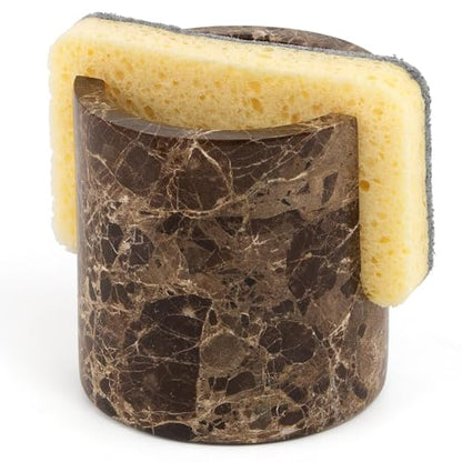 Natural Marble Sponge Holder, Drying Rack for Kitchen Sink - Dark Brown | 1.4 lb Handcrafted Stone Kitchen Sponge Holder with Anti-Slip Pad, Fast Drying Sink Caddy for Kitchen Counter Organizer - color: Brown