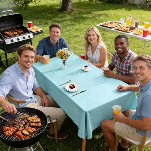 PVC Tablecloth Waterproof Rectangle Table Cloth, Oil Proof & 185°F Heat Resistant Wipeable Cover, Heavy Duty Non for Kitchen Dining Camping Festivities (70"x55") (Blue Water) - color: Blue Water