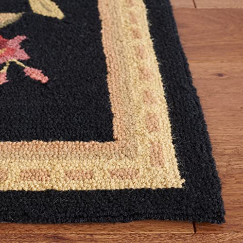 SAFAVIEH Chelsea Collection Accent Rug - 1'8" x 2'6", Black, Hand-Hooked French Country Wool, Ideal for High Traffic Areas in Entryway, Living Room, Bedroom (HK210B) - color: Black, size: 1'8" x 2'6" (Rectangular)