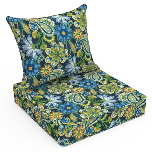LVTXIII Outdoor Deep Seat Cushion 22"x22"x4" Patio Seat and Back Cushion Set Seasonal Chair Cushion for Dining Arm Chairs, Wicker Chairs and Garden Furniture Decoration, Flower Child - color: Flower Child, size: 22x22x4