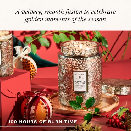 Gilt Pomander Hinoki, Large Candle Jar, 18 oz, 100 Hour Burn Time, Coconut Wax for Clean Burning, Handcrafted in the USA - color: 12 - Gilt Pomander & Hinoki