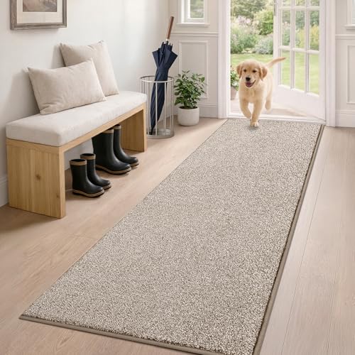 PURRUGS Hallway Runner Rug, 24" x 59", Taupe | Machine Washable, Non-Slip, Waterproof TPR Backing, Super Absorbent, Low Profile, For Hallway, Kitchen, and Entryway - color: Taupe, size: 24" X 59"
