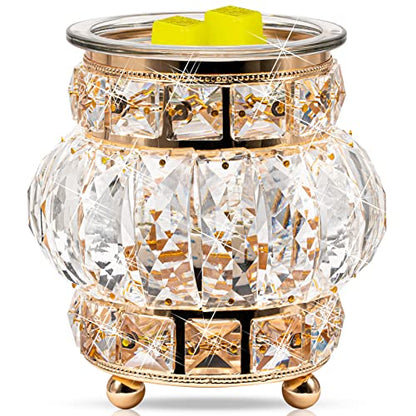 Wax Melt Warmer Wrought Iron Crystal Oil Burner for Home, Living Room, Bedroom, Kitchen, Office (Golden)