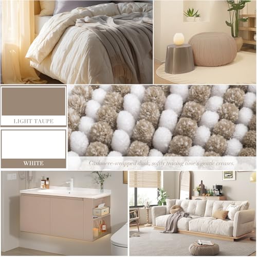 Bathroom Rugs Sets 3 Piece, Toilet Rugs U-Shaped Contour Bath Mat Set, Striped Absorbent Non Slip Chenille Shower Mat, Light Taupe - color: Taupe, size: 20"x32"+16"x24"+U Shape 20"x24"