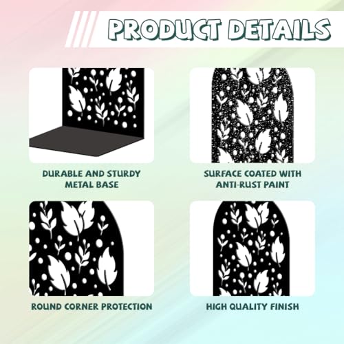 5.3"x4.3"x7.9" Metal Bookends, Heavy Duty Book Ends for Shelves | Leaf Nature Silhouettes Theme Cast Iron Book Supports, 1 Pair Decor Stoppers for Desk, Library, Office & Home Shelves - style: Leaf Nature Silhouettes