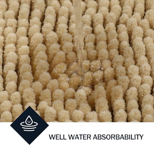 LINLA Bathroom Rugs Sets 2 Piece, Absorbent Soft Chenille Bath Mat, Beige | Non-Slip ,Quick Dry, Washable, Carpet Mats for Floor, Tub and Shower,32" x 20"/24" x 17" - color: Beige