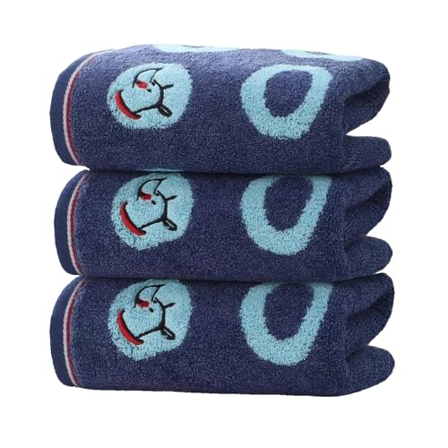 3-Piece Hand Towels Set 100% Cotton Blue Circles Pattern Bathroom Towel Super Soft & Absorbent Durable Towels Set for Shower, Kitchen, Spa, Gym, Hotel (Blue 3 Pack, Circle) - color: Blue 2, size: 3 pack