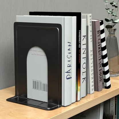 MaxGear 8.5 in Extra Large Heavy Duty Metal Book Ends, Bookends for Shelves | Universal Premium Non-skid Bookend, Black Book Stopper for Books/Movies/CDs/Games, 8.5 x 5.9 x 7.8 in, 2 Pairs/ XL - size: XL - 2 Pairs