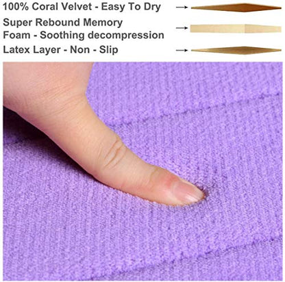 Memory Foam Bathroom Rugs 2 Piece Bath Mat Set Soft Non-Slip and Absorbent Microfiber Bath Rug and U-Shaped Toilet Mat 32"x20"+24"x 20", Purple