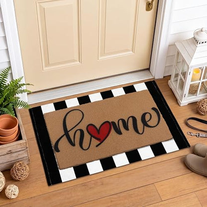 Arttown Welcome Front Coir Rug Door Mats Combo Set 17"x30"+24"x36" Stripes Welcome - color: Home