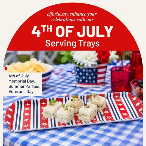 Red White & Blue Stars & Stripes Melamine Serving Tray Patriotic Platter | By Sprinkles & Confetti 4th of July Memorial Day Summer Parties Hosting BPA-Free Reusable Entertaining Food Displays - color: Americana Red & Blue Stars and Stripes