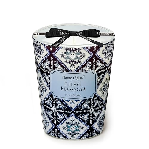 HomeLights 1-Wick Candles for Home Scented - 6.7oz Soy Wax Blend Candle Long-Lasting Fragrance, Bohemian Natural Textures Home Decor and Housewarming Gifts, Lilac Blossom - color: Lilac Blossom