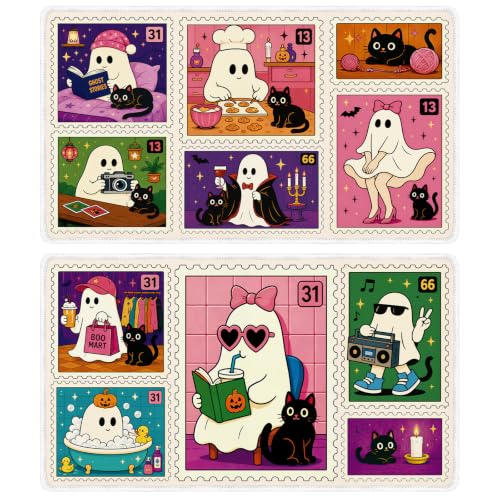 Halloween Welcome Door Mat Outdoor Indoor, Funny Ghost Decorative Front Doormats Non Slip Set of 2, Halloween Funny Door Rug Entryway Decor(28 X 16 Inches) - color: Funny Ghost
