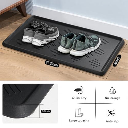 Rubber Boot Tray, Shoe Tray for Entryway, Multipurpose Boot Mat, Shoe Mat Indoor and Outdoor, 16x27.5,Black - size: 16" x 27.5"