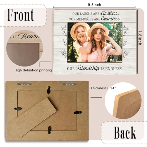 Rustic Wood Picture Frame,Farmhouse Picture Frame for 5x7 Photo –Our Friendship is endless – Fun Friend Gift for Besties, Roommates, Birthday or Graduation(Friendship) - color: Friendship