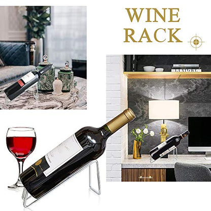 SuproBarware Stainless Steel Wine Rack - Single Bottle Holder Set of 12, Stylish Wine Organizer for Countertop or Dining Table - color: Silver 12